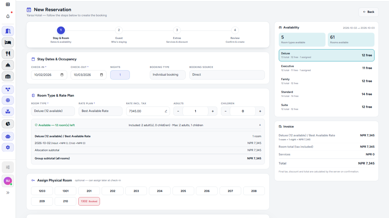New Reservation screenshot